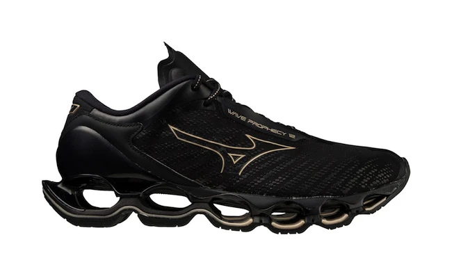 Chaussures de running pour femme Mizuno Wave Prophecy Wave Prophecy 12 Black GE Gold Sportega