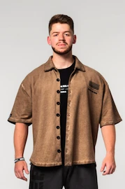 Chemise pour homme Nebbia Washed-off Oversized Shirt 90s THROWBACK Light Brown