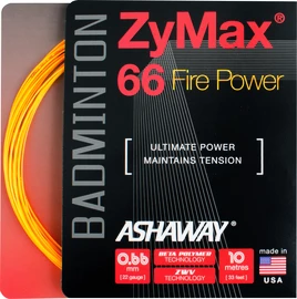 Cordage de raquette de badminton Ashaway ZyMax 66 Fire Power Orange