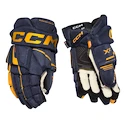 Gants de hockey CCM Tacks XF Navy/Sunflower Junior 12 pouces