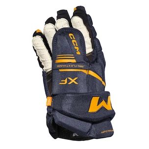 Gants de hockey CCM Tacks XF Navy/Sunflower Junior