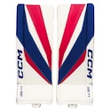 Jambières de gardien de but CCM Axis F9 White/Red/Blue Intermediate 31 + 1 pouce