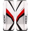 Jambières de gardien de but CCM YTflex 3 White/White/Red/Black Youth 20 pouces