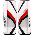 Jambières de gardien de but CCM YTflex 3 White/White/Red/Black Youth 20 pouces