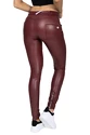 Leggings Hugz Jeans  Wine Faux Leather Biker Mid Waist