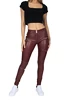 Leggings pour femme Hugz Jeans  Wine Faux Leather Biker Mid Waist