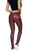 Leggings pour femme Hugz Jeans  Wine Faux Leather Biker Mid Waist