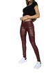 Leggings pour femme Hugz Jeans  Wine Faux Leather Biker Mid Waist