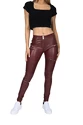 Leggings pour femme Hugz Jeans  Wine Faux Leather Biker Mid Waist