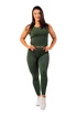 Leggings pour femme Nebbia  Organic Cotton Ribbed High Waist Leggings 405 dark green