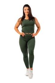 Leggings pour femme Nebbia Organic Cotton Ribbed High Waist Leggings 405 dark green