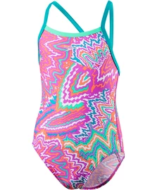 Maillot de bain pour filles Speedo Orbit Groove Allover Thinstrap Crossback