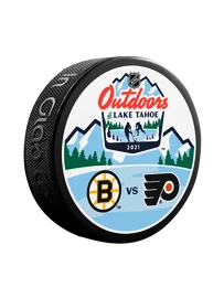 Palet de match officiel Inglasco Inc. NHL Outdoors Lake Tahoe Dueling Philadelphia Flyers vs Boston Bruins