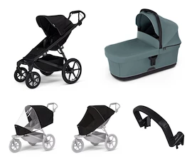 Poussette Thule Urban Glide 4-wheel Black + Bassinet Mid blue SET 5en1