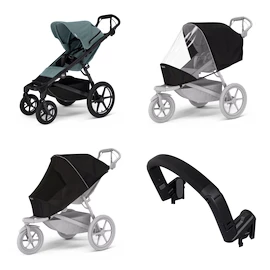 Poussette Thule Urban Glide 4-wheel Mid blue + Barre de sécurité + Protection pluie + Moustiquaire