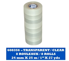 Ruban adhésif pour jambières Blue Sports Clear Poly Shin Pad Tape 24 mm x 25 m 8-Pack