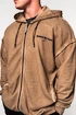 Sweat-shirt pour homme Nebbia  Washed-off Zip Up Hoodie GYM BRO Light Brown