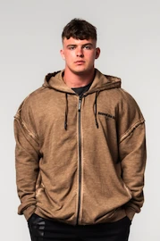 Sweat-shirt pour homme Nebbia Washed-off Zip Up Hoodie GYM BRO Light Brown