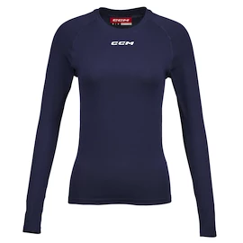 T-shirt de compression CCM LS Training Tee Navy Senior