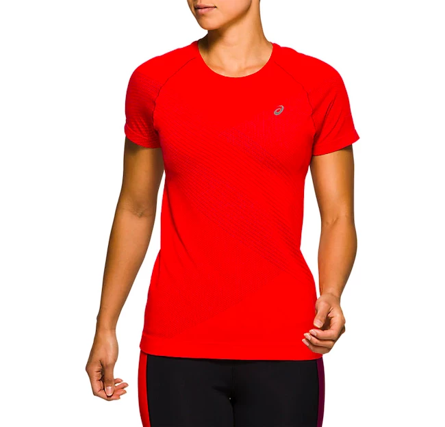 Asics t shirt femme rouge on sale