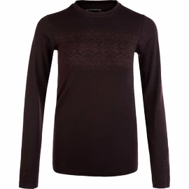 T-shirt pour femme Endurance Yalia Seamless Wool Print LS Baselayer Dark Purple