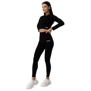 T-shirt pour femme GymBeam  FLO Ribbed CropTop Black