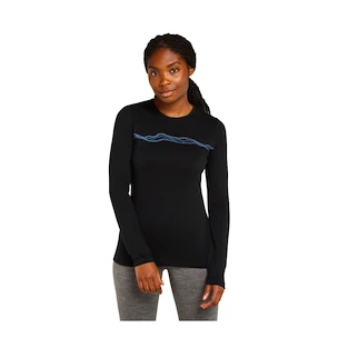 T-shirt pour femme Icebreaker Merino 200 Oasis LS Crewe Mountain Pulse Black