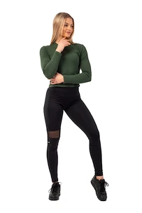 T-shirt pour femme Nebbia  Organic Cotton Ribbed Long Sleeve Top 415 dark green