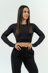 T-shirt pour femme Nebbia  Women's Long Sleeve Crop Top Perform 839 Black