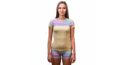 T-shirt pour femme Sensor  Coolmax Impress Sand/Stripes M