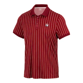 T-shirt pour homme Fila Polo Stripes Björn Cabernet/White Alyssum