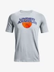 T-shirt pour homme Under Armour  BBALL BRANDED WRDMRK SS-GRY